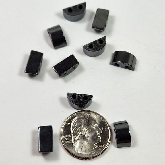 5 for $10 Hemalyke 13x6mm flat half-round with 2 0.5-1.5mm holes, lot of 10 - Picture 1 of 2